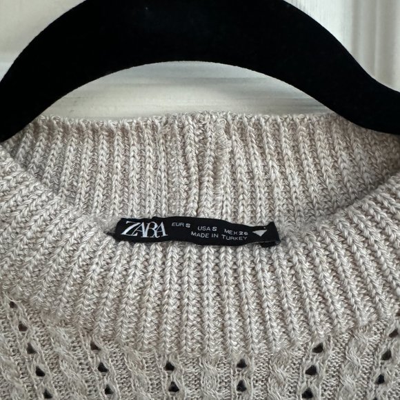 Zara beige cropped sweater, Small - Picture 3 of 3